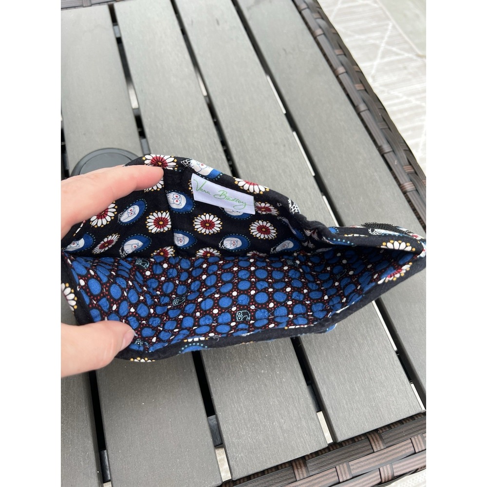 Vera Bradley Trifold Pocket Wallet Compact‎ Coin Purse Night Owl Red White Blue - Picture 5 of 10